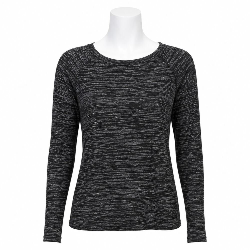 Rag & Bone Giada Long Sleeve Slub Knit Tee - Rayon Blend  - Black/Gray - Size S